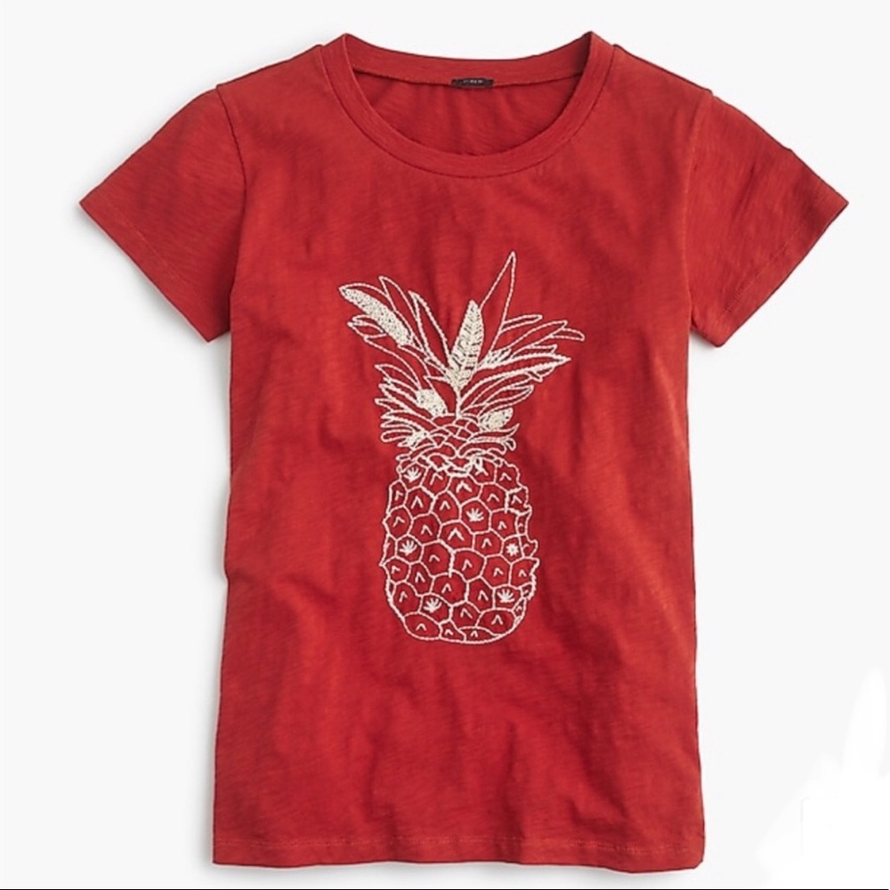 J Crew Embroidered pineapple tee